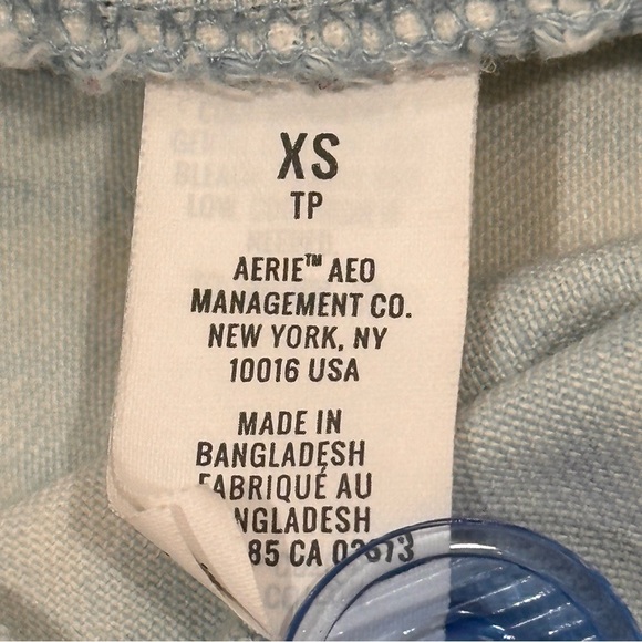 Aerie Chambray Shorts Dolphin Hem Elastic Waist Drawstring Cotton Blue XS - Picture 9 of 11